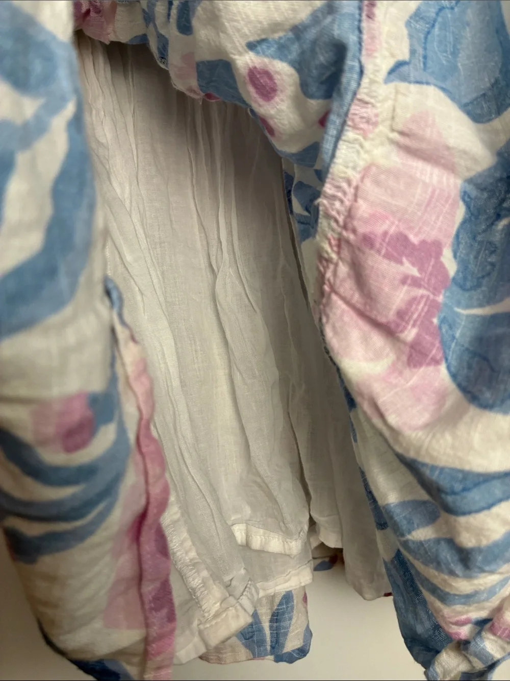 Sfera Girls' Ruffled Strap Floral Sundress in White, Blue & Pink